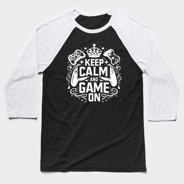 Keep Calm and Game On Baseball T-Shirt by Frank Ring