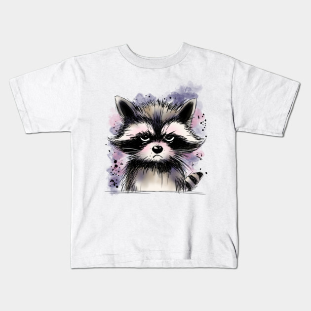 Grumpy Raccoon Kids T-Shirt by H. R. Sinclair