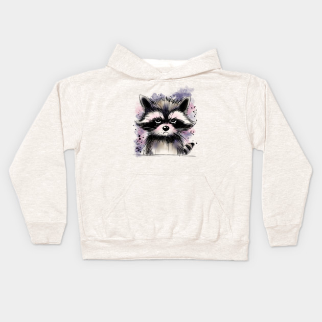 Grumpy Raccoon Kids Hoodie by H. R. Sinclair