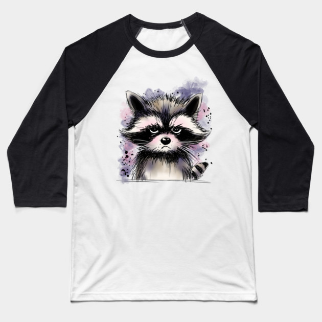 Grumpy Raccoon Baseball T-Shirt by H. R. Sinclair