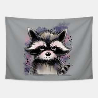 Grumpy Raccoon Tapestry