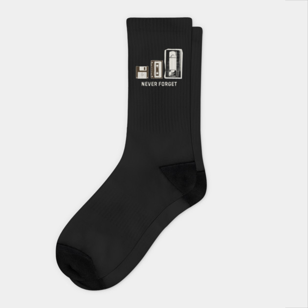 Never Forget | Floppy Disk, Cassette, VHS Tape Socks by The WYLD Tribe