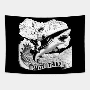 Safety Third Shark Rodeo Tapestry