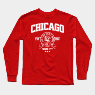 Chicago Hockey Team Retro Tribute design Long Sleeve T-Shirt