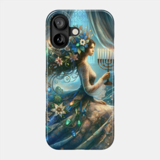 Hannukah Beautiful Woman with Menorah Phone Case