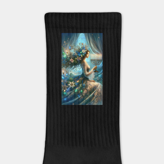 Hannukah Beautiful Woman with Menorah by HolidayBug