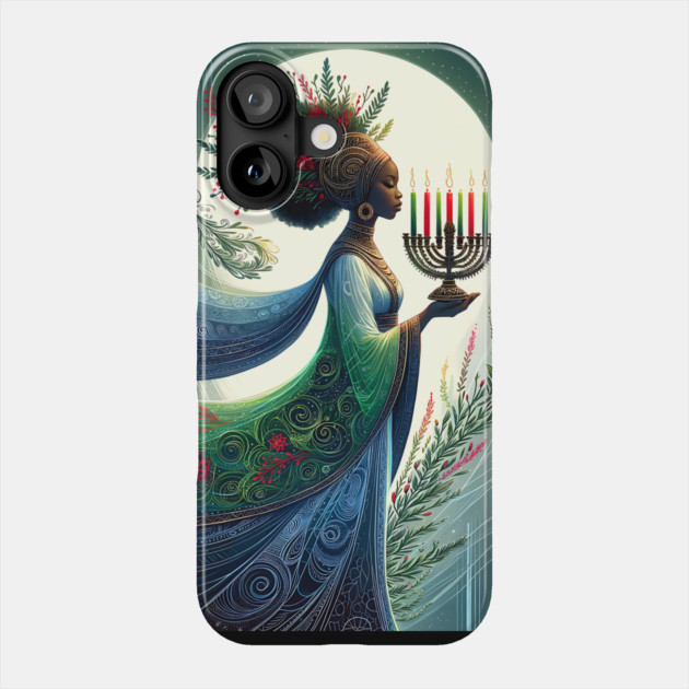 Kwanzaa Beautiful Woman with Kinara Phone Case by HolidayBug