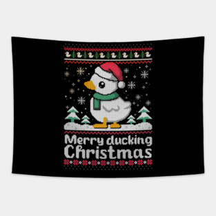 Merry ducking christmas ugly christmas sweater Tapestry