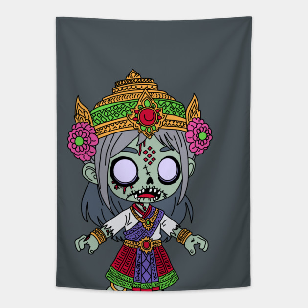 Cute Thai Zombie Tapestry by H. R. Sinclair