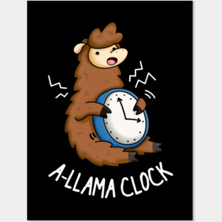A-Llama Clock Funny Animal Pun Posters and Art