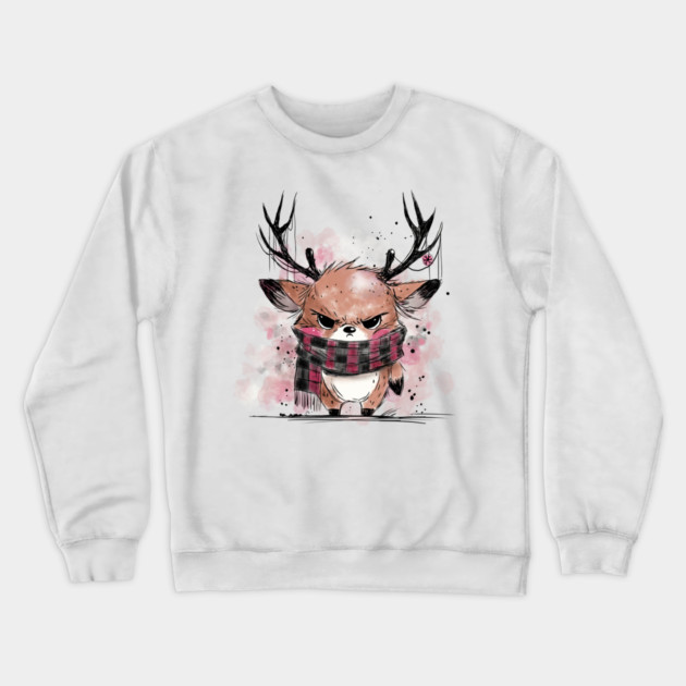 Grumpy Reindeer Crewneck Sweatshirt by H. R. Sinclair