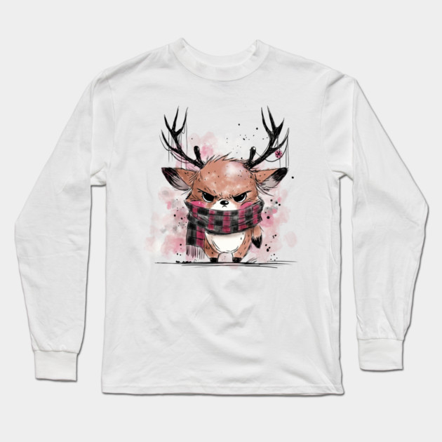 Grumpy Reindeer Long Sleeve T-Shirt by H. R. Sinclair