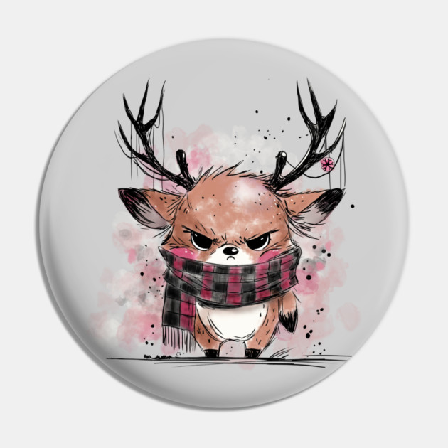 Grumpy Reindeer Pin by H. R. Sinclair