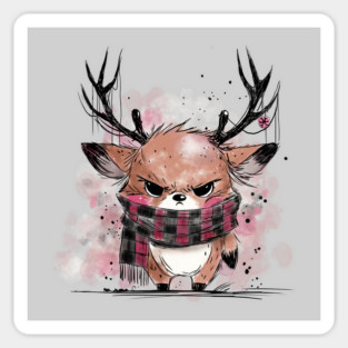 Grumpy Reindeer Sticker