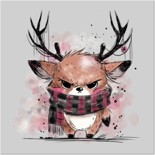 Grumpy Reindeer Posters and Art