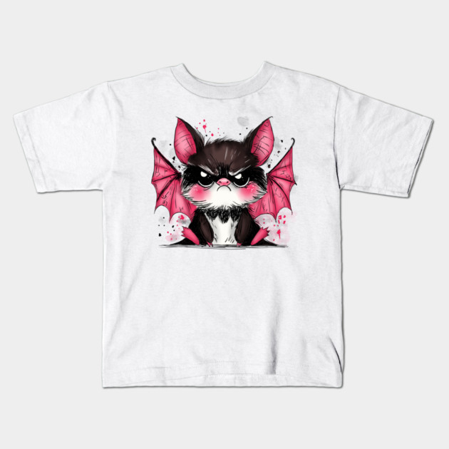 Grumpy Bat Kids T-Shirt by H. R. Sinclair