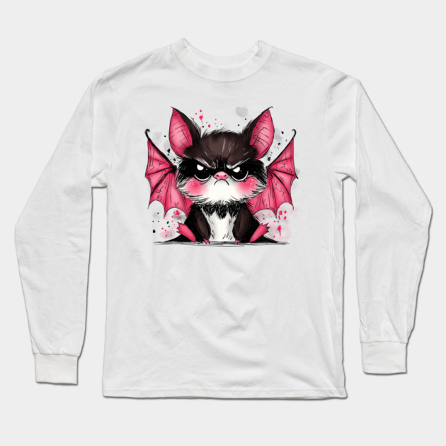 Grumpy Bat Long Sleeve T-Shirt by H. R. Sinclair