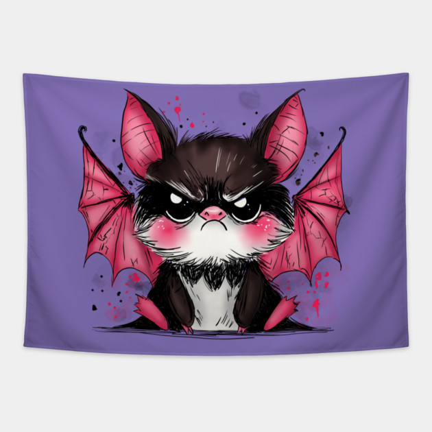 Grumpy Bat Tapestry by H. R. Sinclair