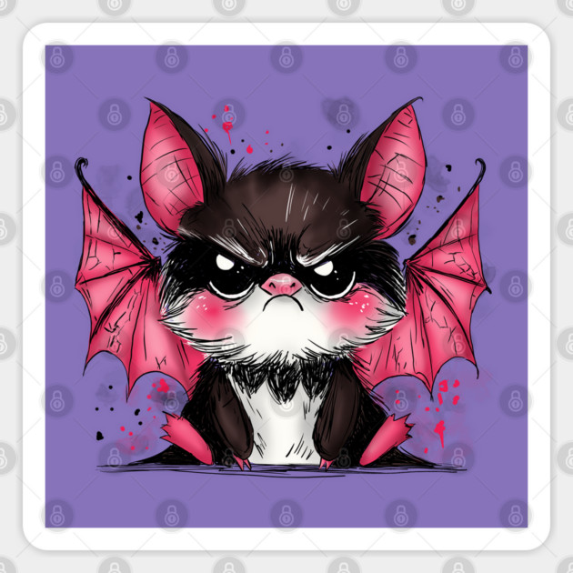 Grumpy Bat Sticker by H. R. Sinclair