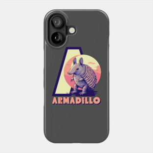 A for Armadillo - Animal Alphabet Letter - Retro Sunset Edition Phone Case