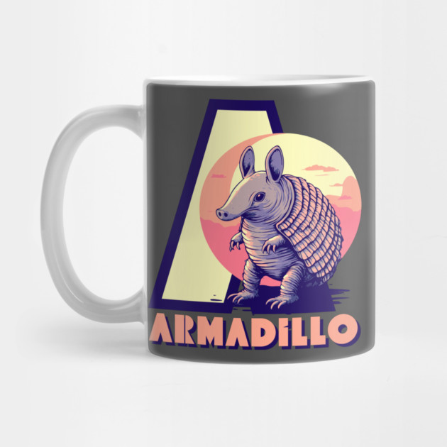 A for Armadillo - Animal Alphabet Letter - Retro Sunset Edition by TuncGK