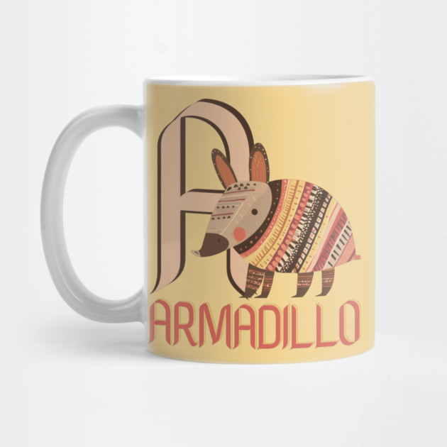 A for Armadillo - Alphabet Animal Letter A - Boho Chic Style by TuncGK