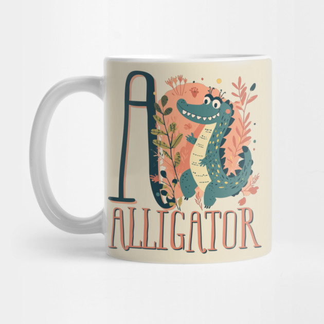 A for Alligator - Alphabet Animal Letter A - Boho Chic Style by TuncGK