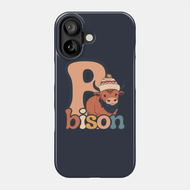 B for Bison - Animal Alphabet Letter B - Cute Hipster Bison Phone Case by TuncGK