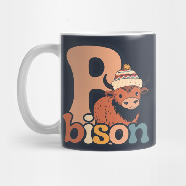 B for Bison - Animal Alphabet Letter B - Cute Hipster Bison by TuncGK