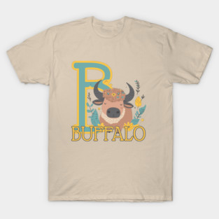 B for Buffalo - Animal Alphabet Letter B - Proud Boho Buffalo T-Shirt