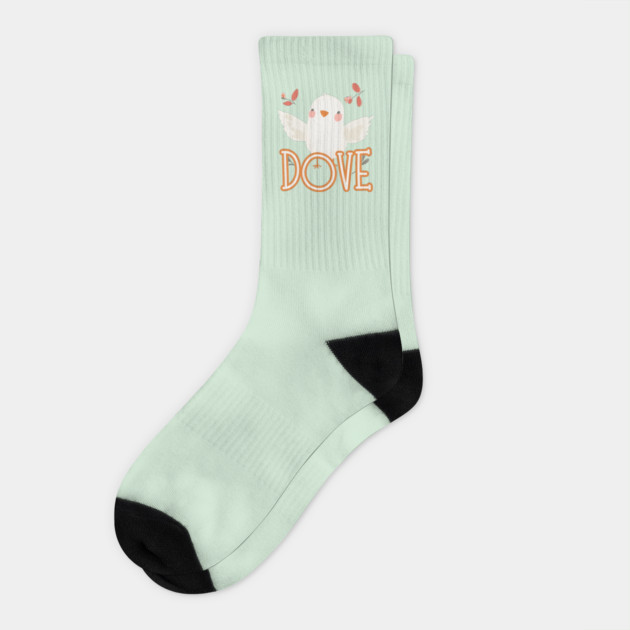 Boho Dove Alphabet Design - Cute Animal Art with Elegant Letters Socks by TuncGK