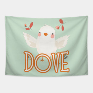 Boho Dove Alphabet Design - Cute Animal Art with Elegant Letters Tapestry
