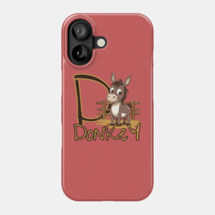 Cool Brown Donkey with Letter D - Trendy Animal Alphabet Design Phone Case