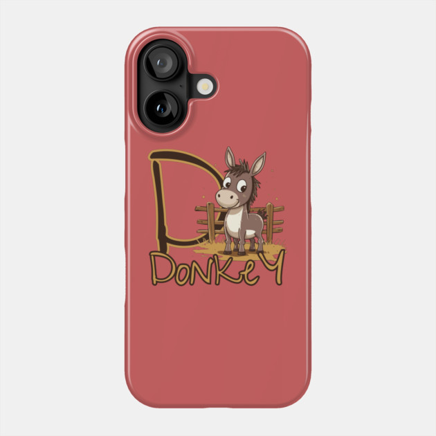 Cool Brown Donkey with Letter D - Trendy Animal Alphabet Design Phone Case by TuncGK