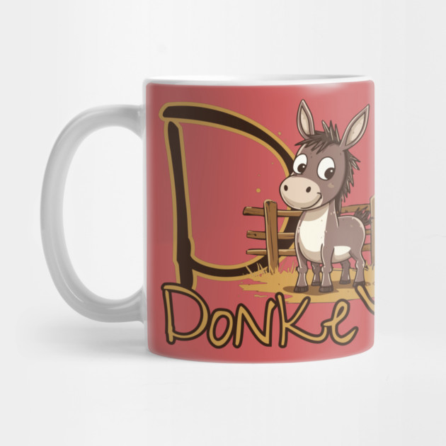 Cool Brown Donkey with Letter D - Trendy Animal Alphabet Design by TuncGK