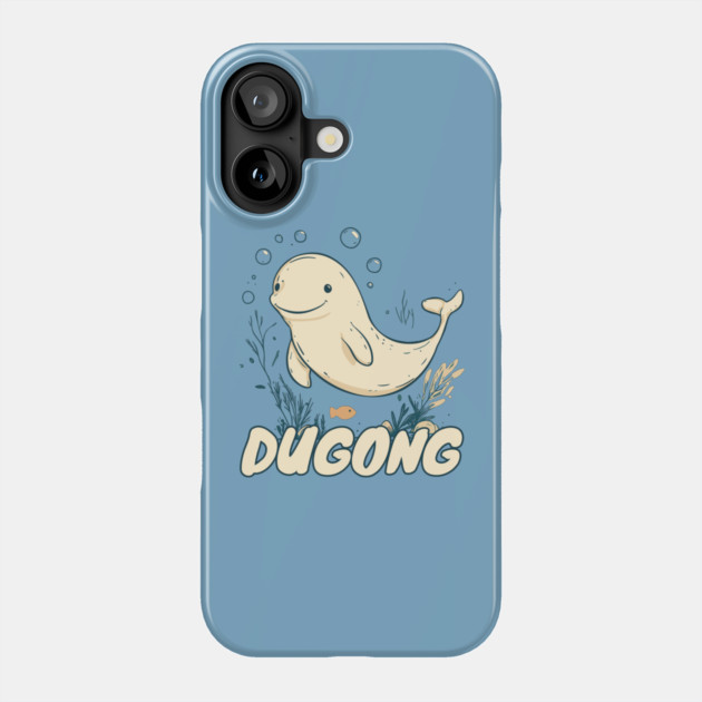 Cute Dugong Cartoon with Letter D - Fun Sea Animal Alphabet Design Phone Case by TuncGK
