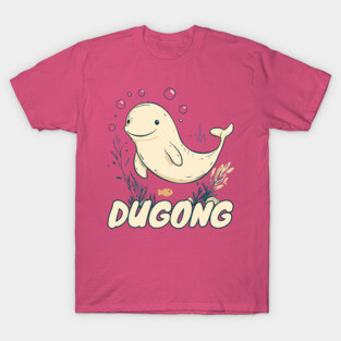 Cute Dugong Cartoon with Letter D - Fun Sea Animal Alphabet Design T-Shirt