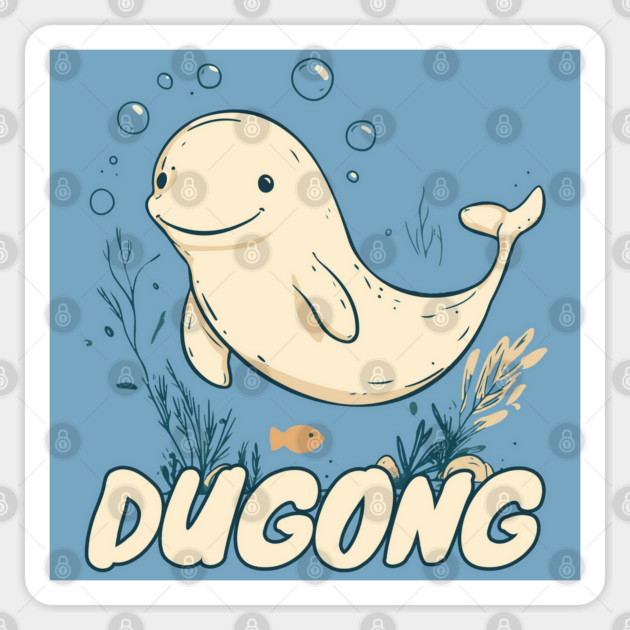 Cute Dugong Cartoon with Letter D - Fun Sea Animal Alphabet Design Sticker by TuncGK