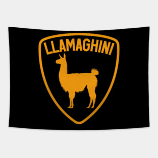 Funny Llamaghini parody design Tapestry