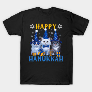 Happy Hanukcat Jewish Holiday Funny Hanukkah Cat Lover T-Shirt