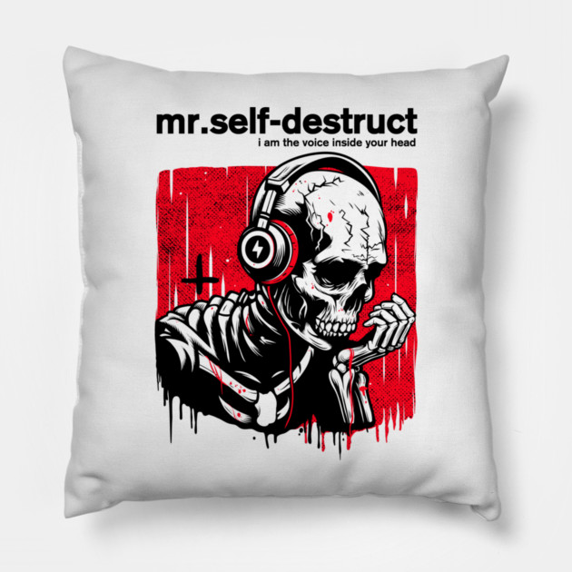 Mr. SELF-DESTRUCT Pillow by artslaves