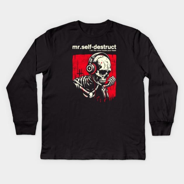 Mr. SELF-DESTRUCT Kids Long Sleeve T-Shirt by artslaves