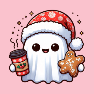 Cute Christmas Boo With Coffee T-Shirt