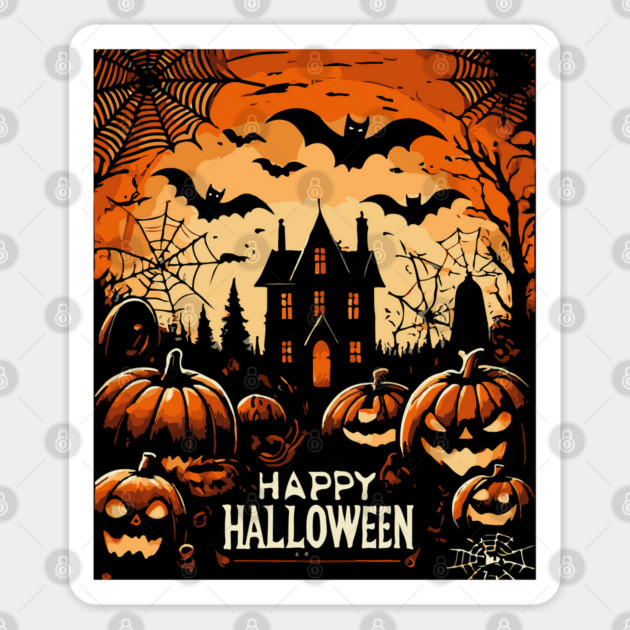 Happy Halloween - Dark Edition - Old Movie Poster Style Sticker by TuncGK
