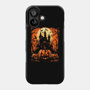 Retro Halloween Haunted House - Movie Poster Style Phone Case