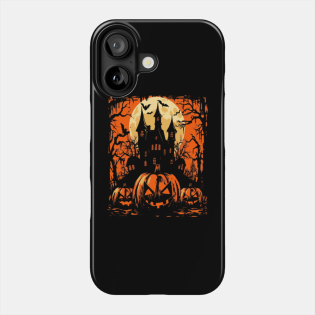 Retro Halloween Haunted House - Movie Poster Style Phone Case by TuncGK