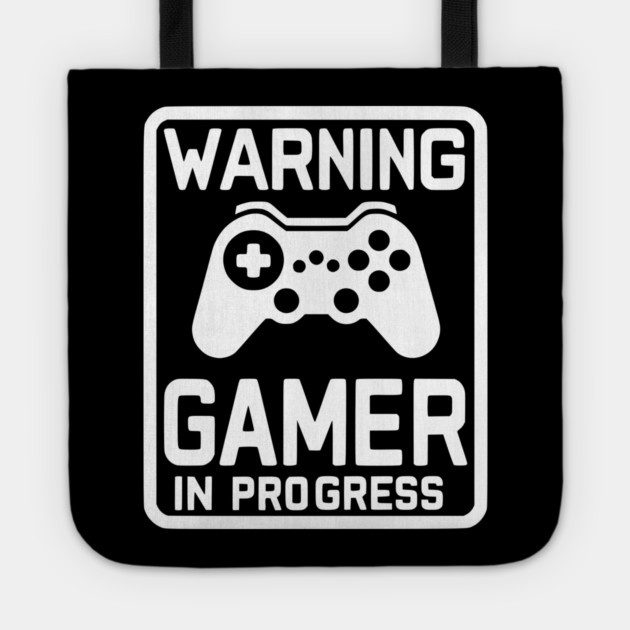 Warning Gamer in Progress Tote by Frank Ring