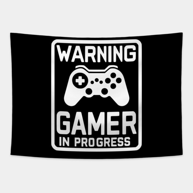 Warning Gamer in Progress Tapestry by Frank Ring
