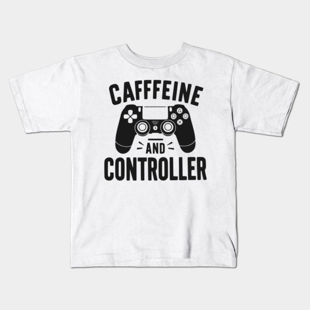 Caffeine and Controller Kids T-Shirt by Frank Ring