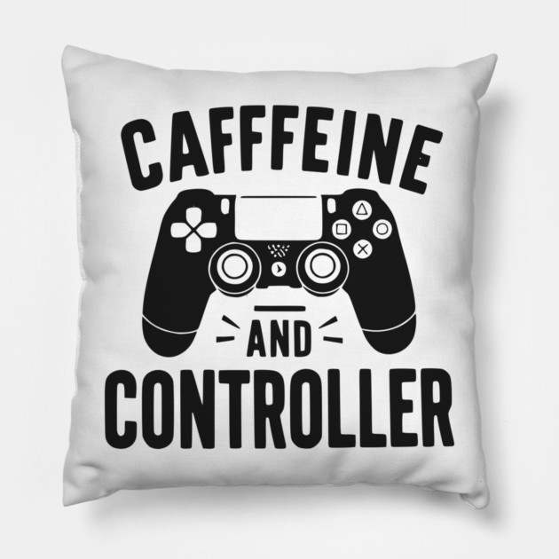 Caffeine and Controller Pillow by Frank Ring
